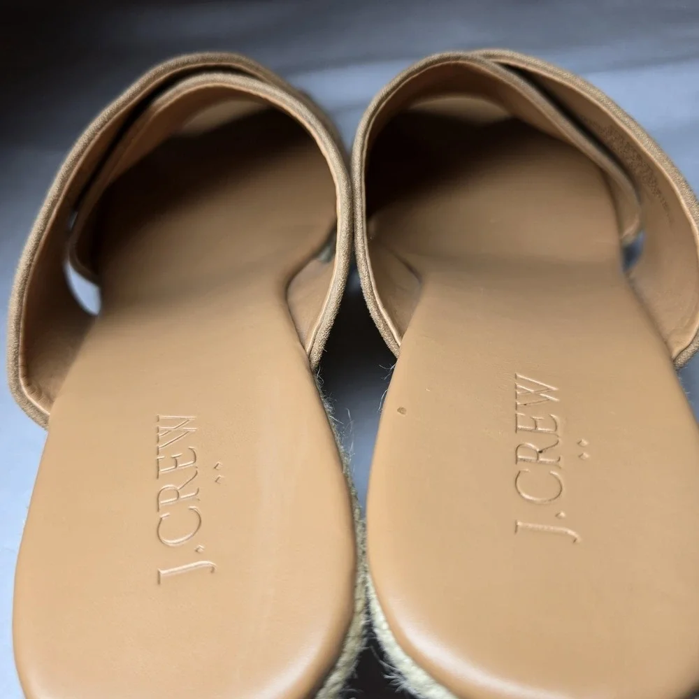 J Crew Espadrilles Wedge Sandals Neutral Rope Jute Coastal Resort Boho Women 9.5